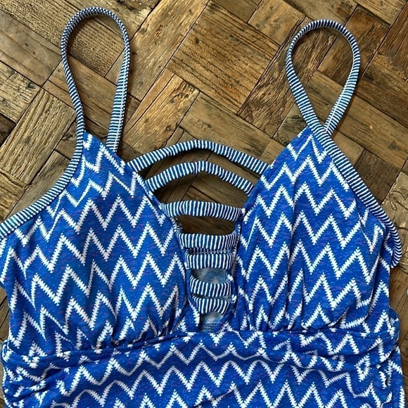 PB Sport Blue Mountain Shadow Tankini Tank Top Size 12 NWT - Picture 3 of 9